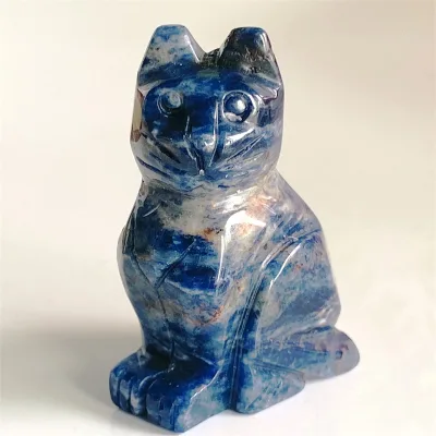Natural Healing Stone Hand Crafts Mini Quartz Animal Carving Crystal Cat Statue for Sale