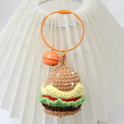 Handmade Yarn Crocheted Cute Hamburger Fries Coke Ornament Chicken Leg & Ice Cream Pendant for Birthday Gift or Home Decor
