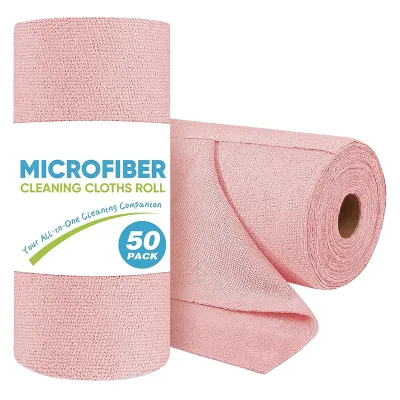 30Pack 30*30cm Tearable Solid Color Reusable Microfiber Cleaning Towel Roll Quick-Dry Perforated Customized Color Kitchen