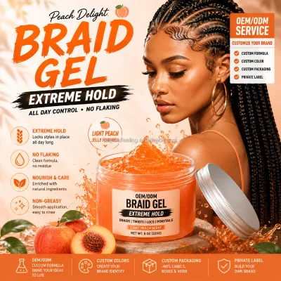 Private Label Strong Hold Curly Hair Braid Gel MENTHA ARVENSIS Rosemary ARGANIA Shining Tames Frizz Edges Control Non Greasy