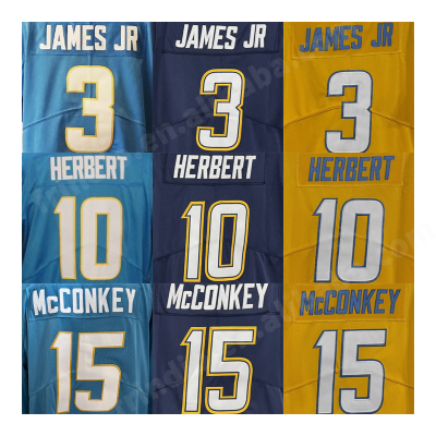2025 2026 Los City Popular Man Embroidered Name Number Angeles 3 10 Herberts 15 McConkeys American Football Fan Jersey
