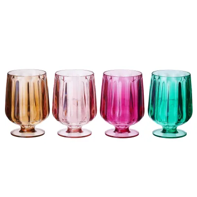 Plastic Wine Glasses Set of 4,Unbreakable Wine Glasses,Reusable Colored Plastic Goblets Stackable,Dishwasher Safe Bpa Free