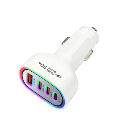 MINI 4in1 90W Fast Car Charge Quick Type-c PD + USB Car Charger 4 in 1 AFC QC Mobile Fast Charging Car Charger