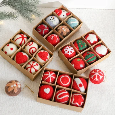 Eco-friendly Handmade Wool Felt Ball Decorative Party Ball Hanging Christmas Tree Decoration Indoor Ornament