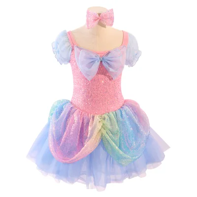Elegant Polyester Princess Dress with Bows - Ideal for Stage Shows