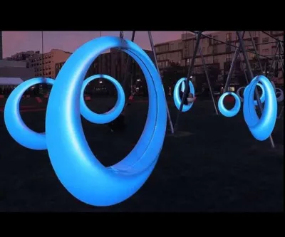 Luminous Modern PE Plastic Outdoor Furniture Swing with RGB LED Lights Rechargeable & Remote Control for Park Use