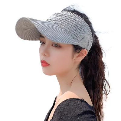 Summer Long Brim Uv Sun Visor Hat Outdoor Sports Luxury Women Elastic Fabric Custom Wear Hat