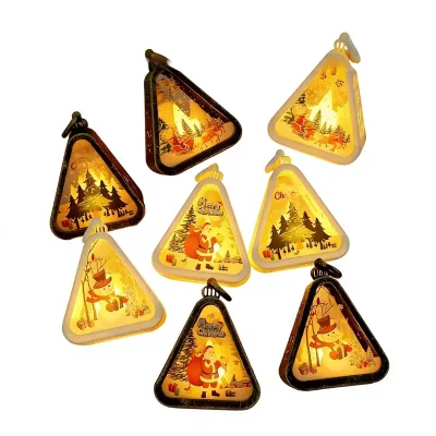 New Christmas Triangular Plastic Night Light Portable Decoration Primary School Students Desk Holiday Ornamentwholesale
