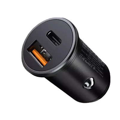Portable Mini Charging Fast 30w 5V 12V 3.1A Fast Charging Dual USB Type-C USB Mobile Phone PD QC3.0 Car Charger