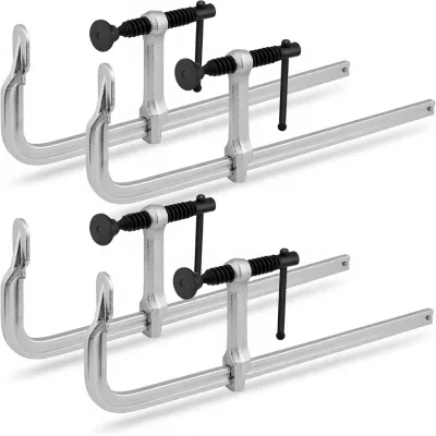 4-Pack 12-Inch Bar Clamp Set Light Duty Drop Forged Steel Max 450 lb Load Capacity Smooth Adjustment Strong Grip Welding