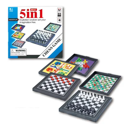 Wholesale Educational Toys Mini Five in One Chess Game Flying Chess Draughts Chess