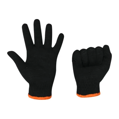 Black Cotton Knitted Safety Gloves Work Mittens for Building Hand Protection