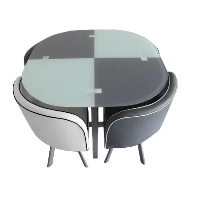 Bespoke Color Glass Dining Table Home Space-saving Dining Table Chair Sets