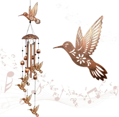 Music Gift Outdoor Aluminium Tube Wind Chimes Birds Lovers Memorial Garden Ornaments Decoration Weather Resistant Easy Install