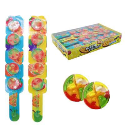 Halal Candy Manufactoruer BBQ Pizza Mini Gummy Candy Lollipop Soft Gummi Candies