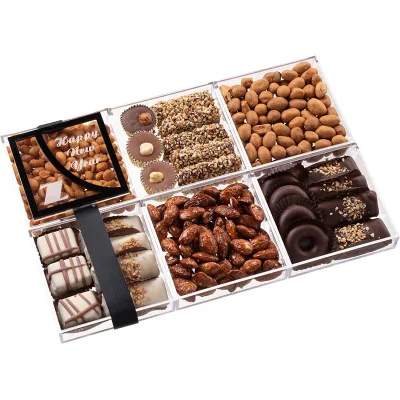 Transparent Acrylic Chocolate Storage Bag with Independent Compartments, High-quality Transparent Cube Dried Fruit Acrylic Box