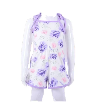 Adjustable Stock Sling for Toddler Girls Floral Printed Bubble Leotard Romper with Sweatshirt Knitted Baby Clothing for Summer