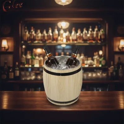 Wooden & Stainless Steel Handmade Modern Ice Bucket for Chinese New Year and Thanksgiving