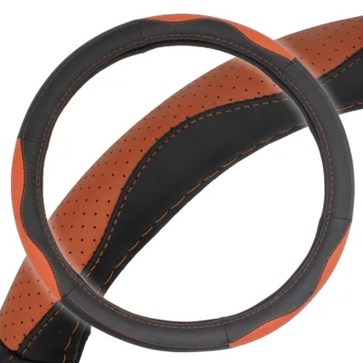 Eco-Friendly Genuine Leather Car Steering Wheel Cover for Compact Cars
