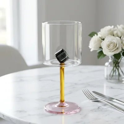 Wholesale GB Brand Custom Creative Color Three-dimensional Block Glass Wine Glass American Style Party Use
