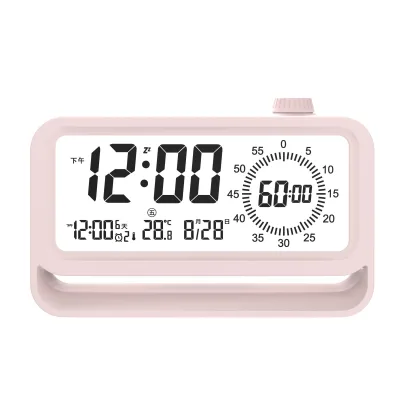 Pink Color LCD Display Visual Timer Digital Study Timer Alarm Clocks for Children Manager Time with Night Lamp Function