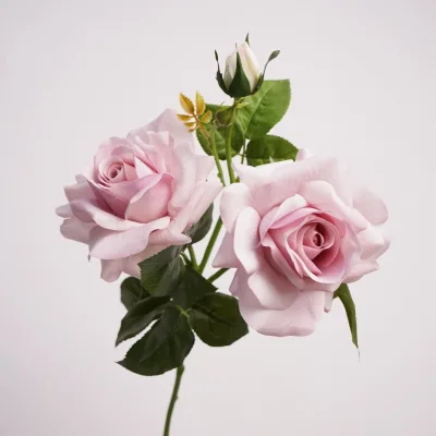 Thin-stem Handmade Velvet Round Romantic Artificial Flowers Wedding Decor for Bridal Bouquet Table