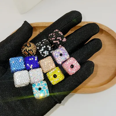 14mm Cube Large Hole Beads Wholesale Clay Pen Rhinestone Beads for Jewelry Making