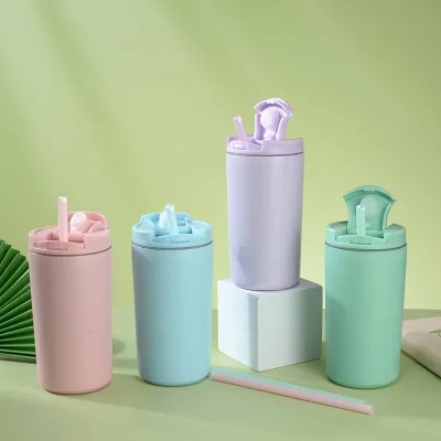 High-quality Portable 304 Stainless Steel 12oz Straw Cup Custom Logo Creative Design Instagram Style Leakproof Lid for Milk Tea