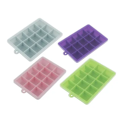 Silicone Square Ice Cube Tray Kitchen Mold Reusable Ice Cream Tub Freezer Container for Home Bar Party