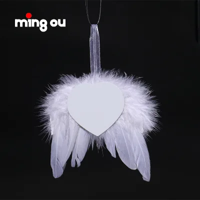 Christmas Festival Sublimation Feather Angel wings Ornaments