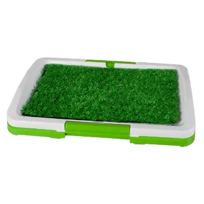 Qbellpet Pet Dog & Cat Litter Toilet Mat Training Indoor Plastic Tray Grass Training System Box with Easy Clean 20L Capacity