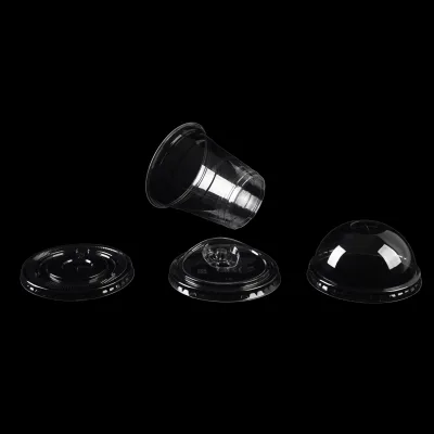 PET 90mm 93mm 98mm 107mm Caliber Dome Lids with Round Hole for Straw