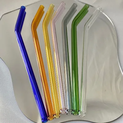High Borosilicate Heat-resistant BPA-Free Colored Glass Straw New Transparent Drinking Curved Straw