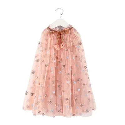 Girl Colorful Princess Cloak Children Tulle Cape Polyester for Halloween Christmas Holiday