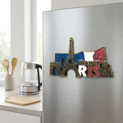Fridge Magnet Maker Custom Cheap Wholesale Price 3D Metal Fridge Magnetic Paris Music Fridge Magnet