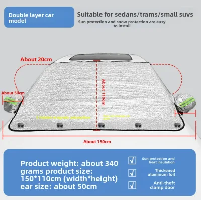 Reliable Chinese Manufacturer Brand-Front Windshield Auto Covers Titanium Silver Fabric Easy Installation for Total Brand