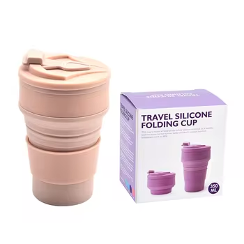 Silicone Camping Cup Foldable  Cup with Lid Portable for Camping Hiking Folding Cup Pocket Size