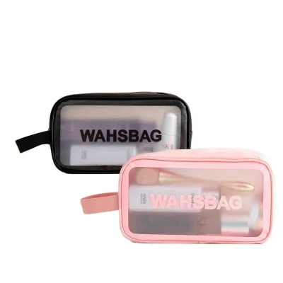 Transparent Three-piece Cosmetic Bag Portable Travel Wash Bag Large Capacity Frosted Cosmetics Storage Bag for Women