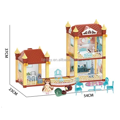 Casa De Maison 108 Pcs Modern Dreamhouse Kids Doll House Furniture Diy Miniature Big Doll House for Kids with Music Light