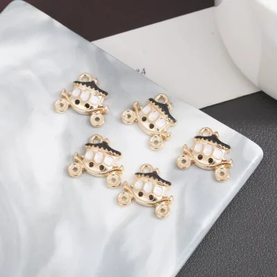 Halloween Charms,DIY Pumpkin Car Enamel Pendant Princess Carriage Charm Charms Alloy