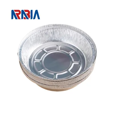 7" 8'' 9'' Round Aluminum Bowl Eco-Friendly Food Grade PET Plastic Lids 450mL Capacity Family Use Oven Safe Baking Pan