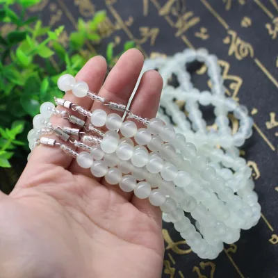 Natural Jade Xiuyu Jade Jewelry Beads Necklace White Buddhist Beads Bracelet Genuine Jade
