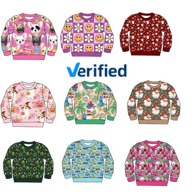 Kids All Over Print Crew Sweatshirt Custom Pattern Christmas Halloween Children Long Sleeve Pullover