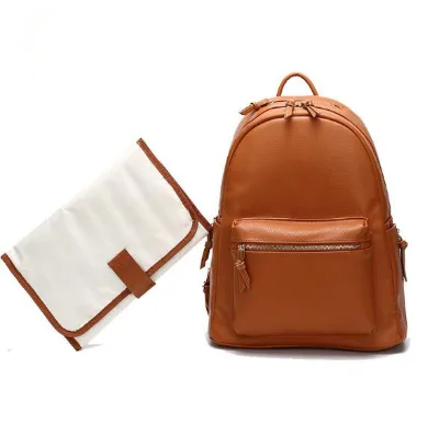Wholesale Diaper Backpack with Changing Mat Luxury Pu Leather Baby Products Organizer Bag for Mom