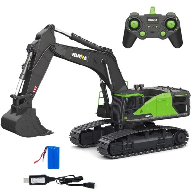 HuiNa 1593 Upgraded Screw Excavator 2.4G & APP 1:14 22CH Metal Digger Engineering Truck