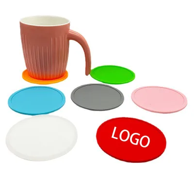 Popular Non-slip Round Coasters Food Grade Silicone Placemats with Customized Logo Printing Promotion Gift