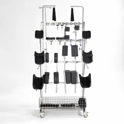 Surgical Table Accessory Trolley Operating Room Storage Cart 304 Stainless Steel with Rails and Basket for Table Accessories