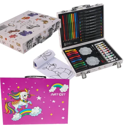 NEW Eco-Friendly Silky Crayons & Color Pencils Kids Art Drawing Stationery Set with Portable Case Wood Packaging JF Brand Gift