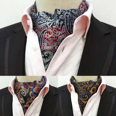 Men Floral Wedding Formal Cravat Ascot Scrunch Self British Style Gentleman Necktie Luxury Ascot