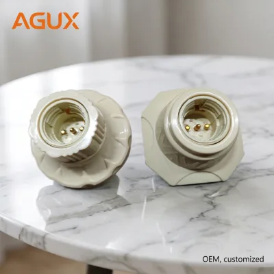 AGUX Thickened E27 Screw Socket Pendant Energy-Saving LED Lamp Holder 220V Bakelite Powder Material Universal Threaded 1-Year
